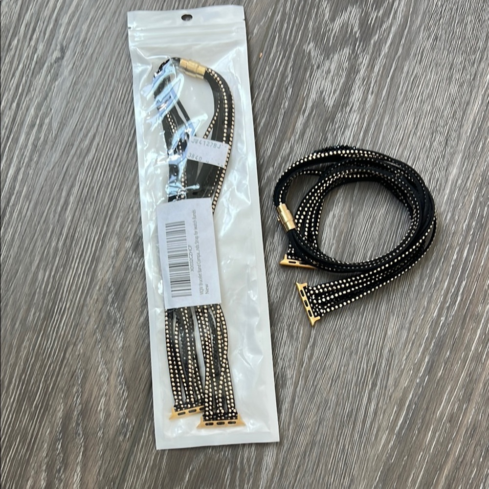 Black and Gold Beaded Bracelet Set